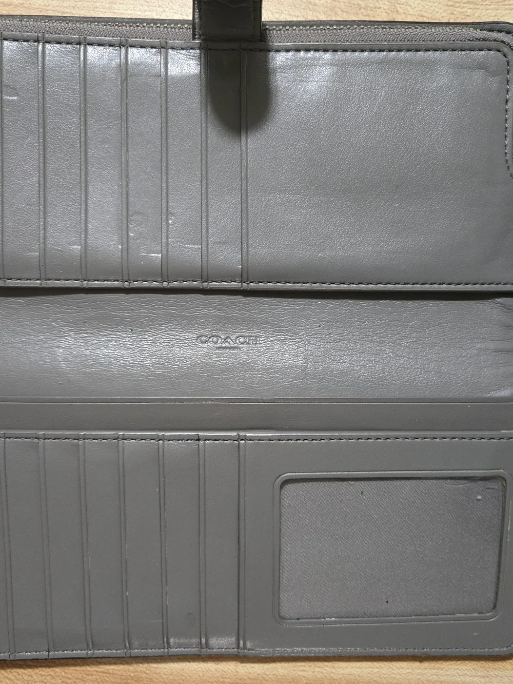 Coach Leather Slim Wallet in Gray